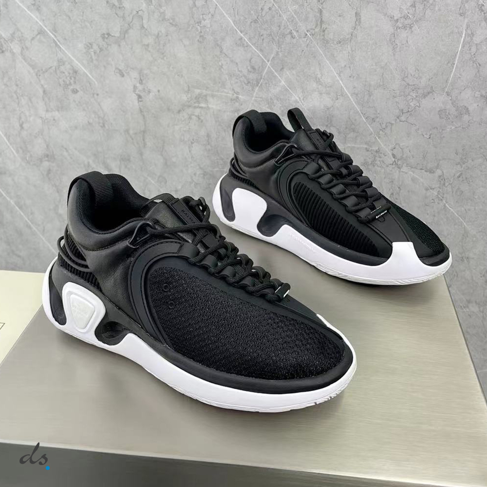 Balmain Black and white gummy leather and mesh B-Runner sneakers (2)