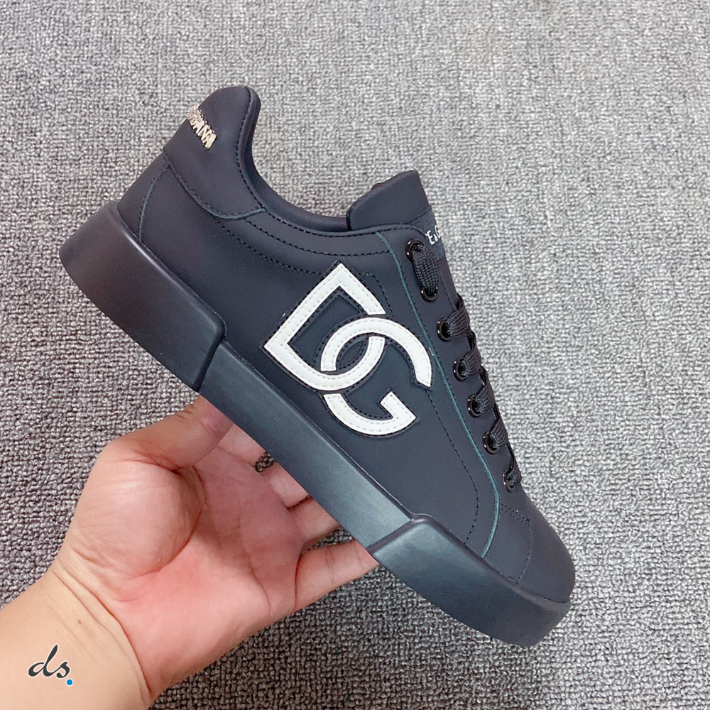 Dolce & Gabbana D&G Calfskin Portofino sneakers with DG logo Black (2)