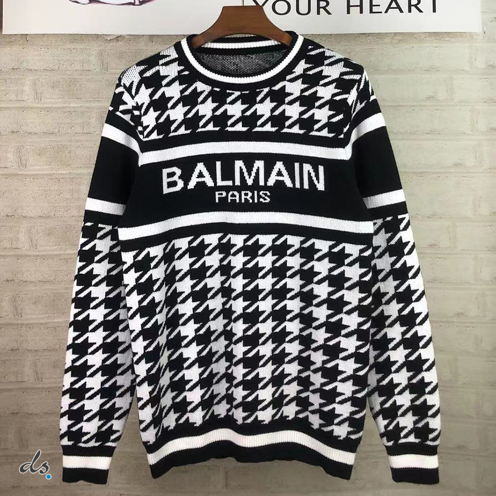 Balmain Houndstooth-patterned wool sweater (2)