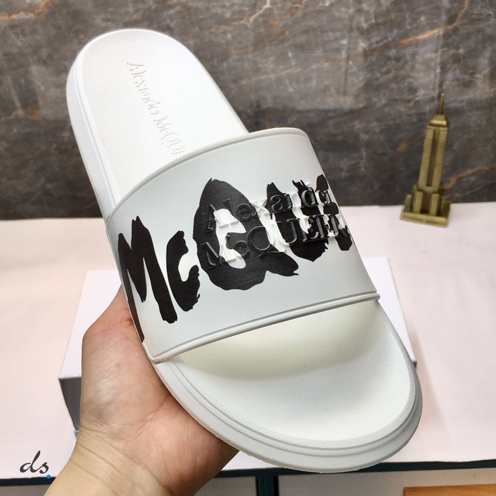 Alexander McQueen Graffiti Rubber Slide in White (2)