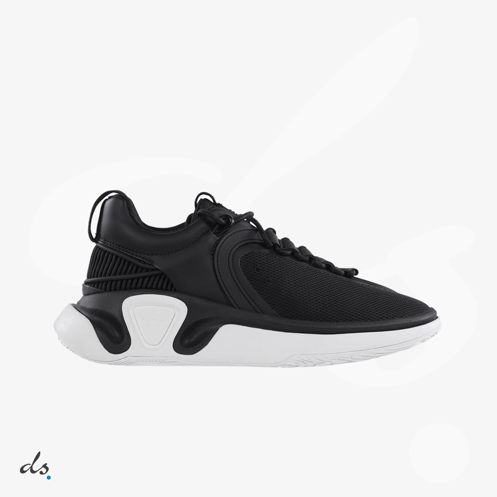 Balmain Black and white gummy leather and mesh B-Runner sneakers