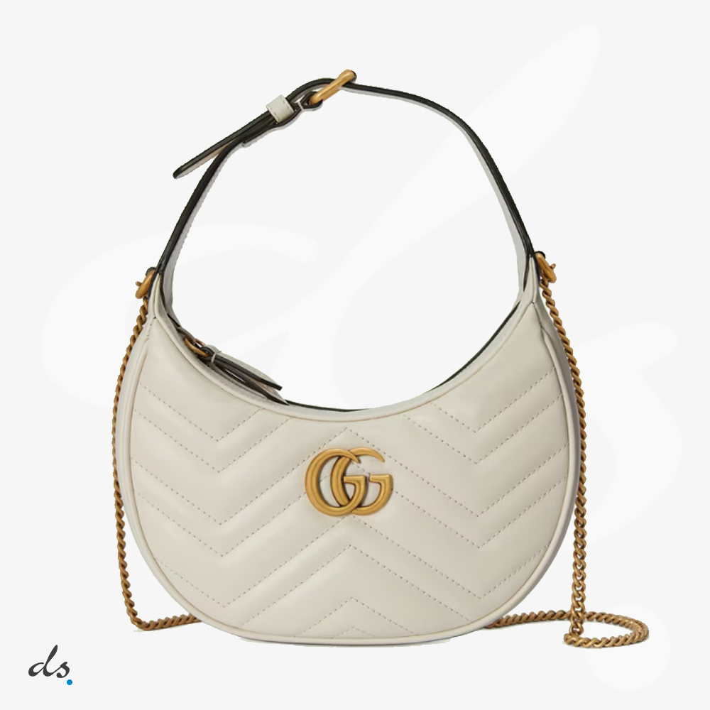Gucci GG Marmont half-moon-shaped mini bag White (1)