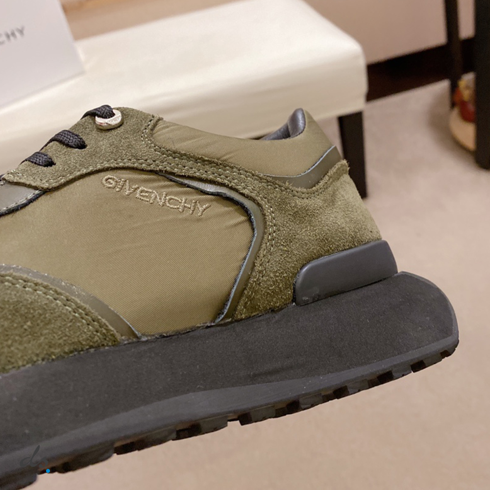 GIVENCHY GIV Runner sneakers in suede, leather and nylon Olive Green (6)