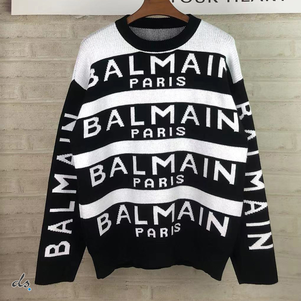 balmain Sweater embroidered with Balmain Paris logo Black (2)