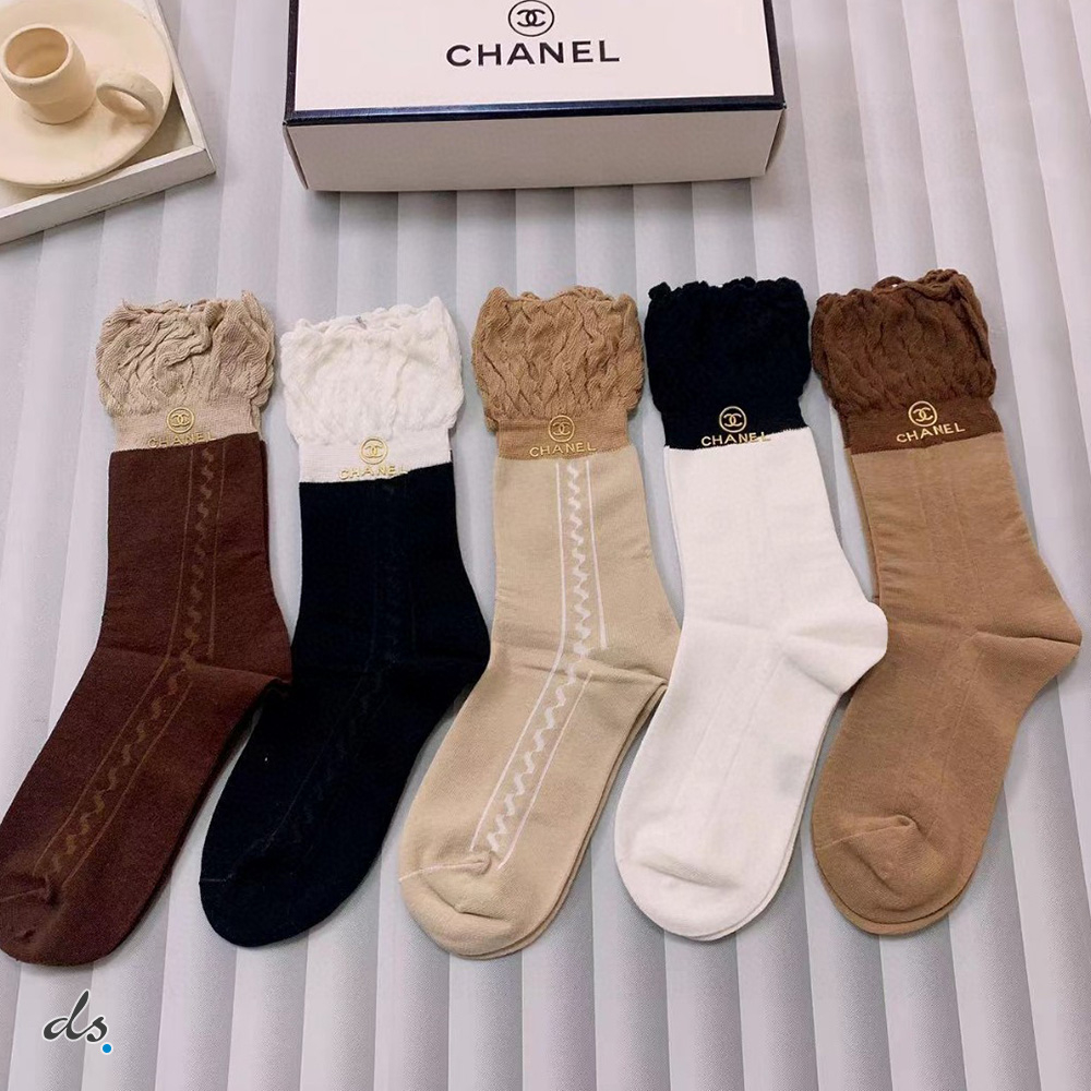 CHANEL ONE BOX AND FIVE PAIRS HIGH LENGTH SOCKS (2)