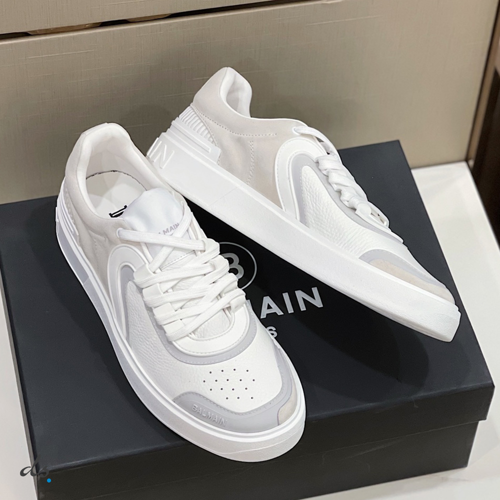 Balmain White leather and suede B-Skate sneakers (7)