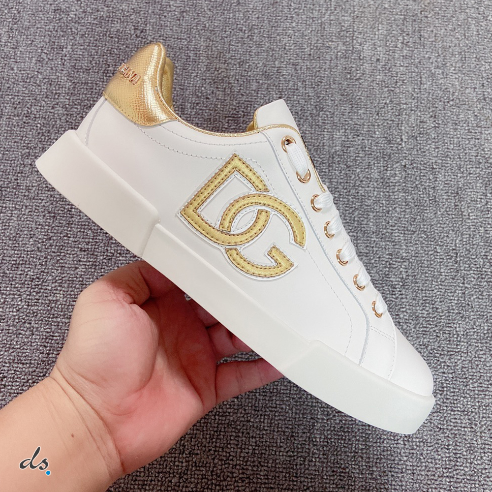 Dolce & Gabbana D&G Calfskin Portofino sneakers with DG logo Gold (2)