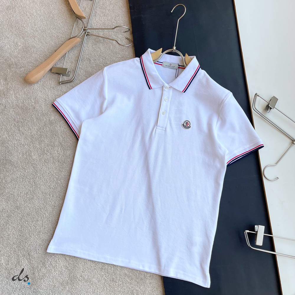 Moncler Logo Polo Shirt White With Tricolor Accents (2)
