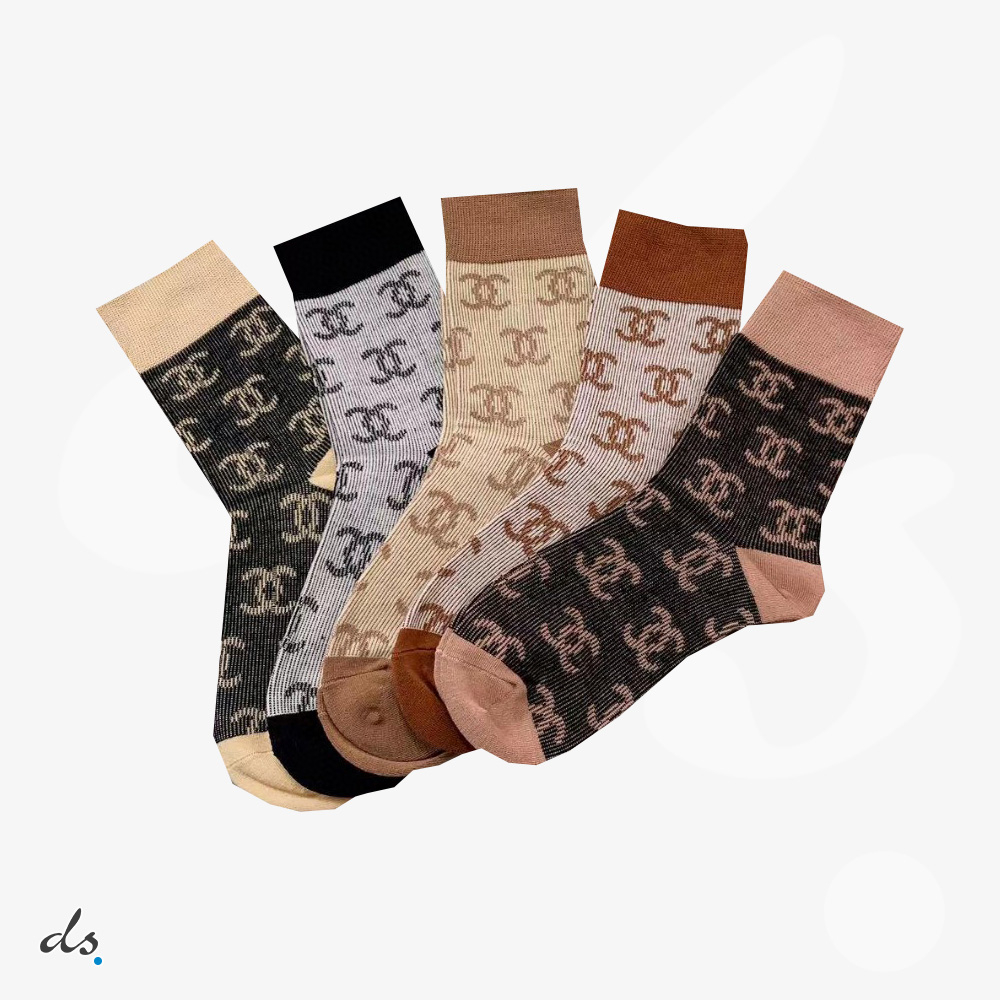 amizing offer CHANEL ONE BOX AND FIVDE PAIRS MID LENGTH SOCKS