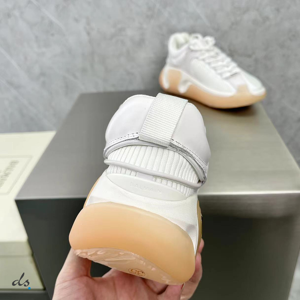 Balmain White gummy leather and mesh B-Runner sneakers (6)