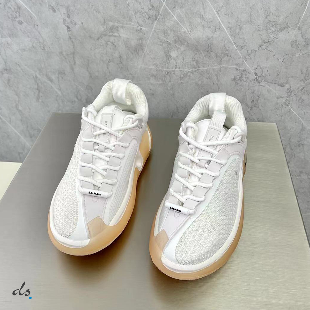 Balmain White gummy leather and mesh B-Runner sneakers (3)