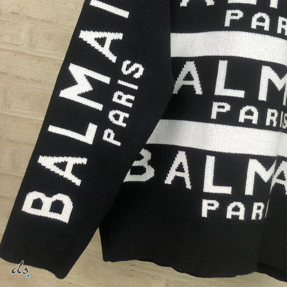 balmain Sweater embroidered with Balmain Paris logo Black (6)