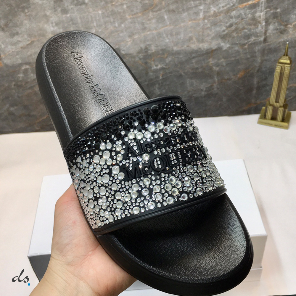 Alexander McQueen Slide in Black with crystal embellishment (2)