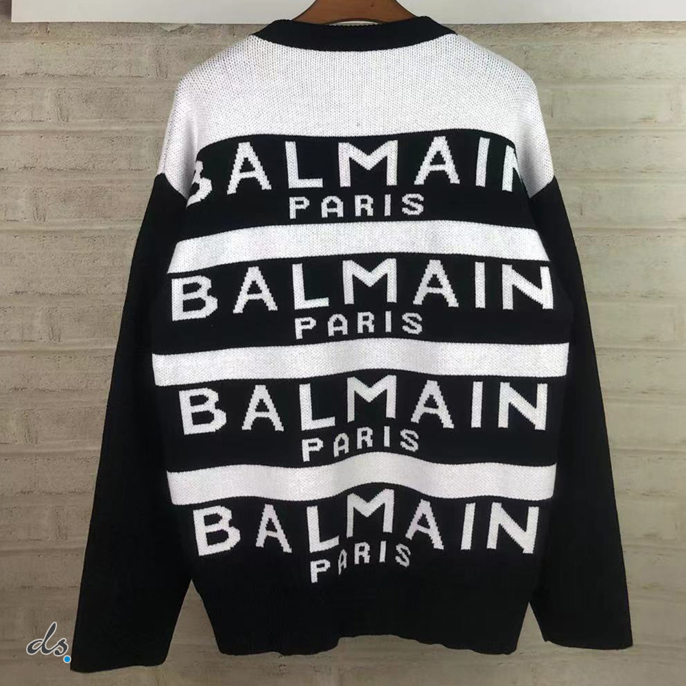 balmain Sweater embroidered with Balmain Paris logo Black (3)