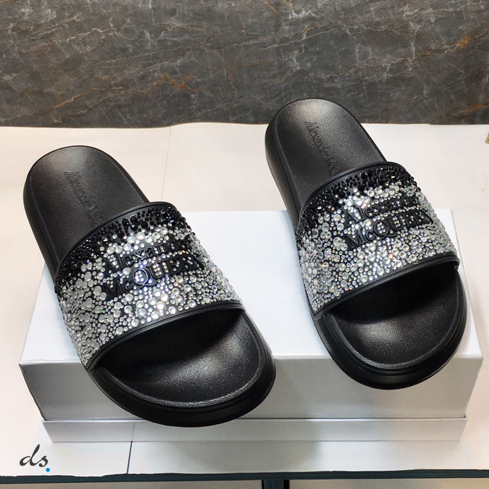 Alexander McQueen Slide in Black with crystal embellishment (3)