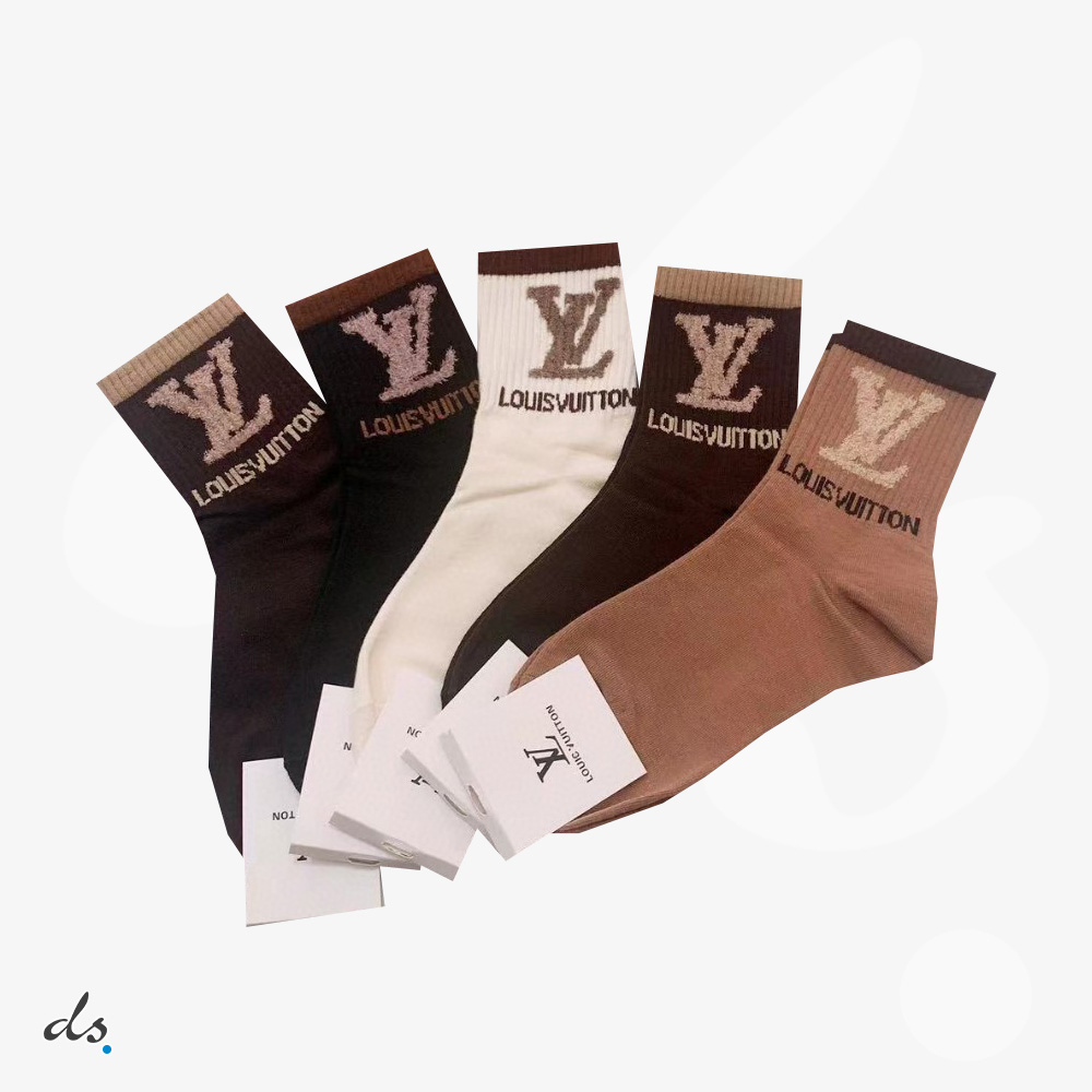 amizing offer LOUIS VUITTON ONE BOX AND FIVE PAIRS MID LENGTH SOCKS
