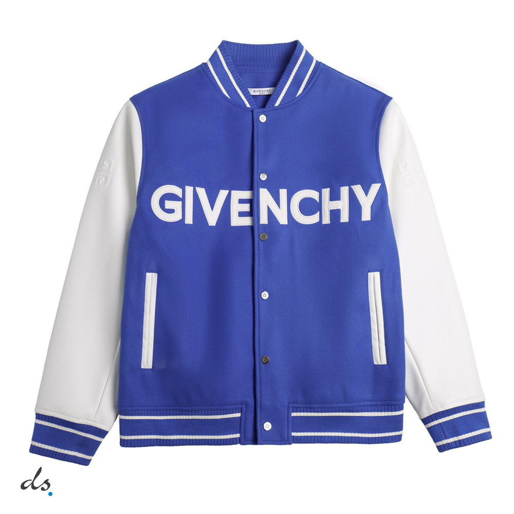GIVENCHY bomber in wool and leather Blue (2)