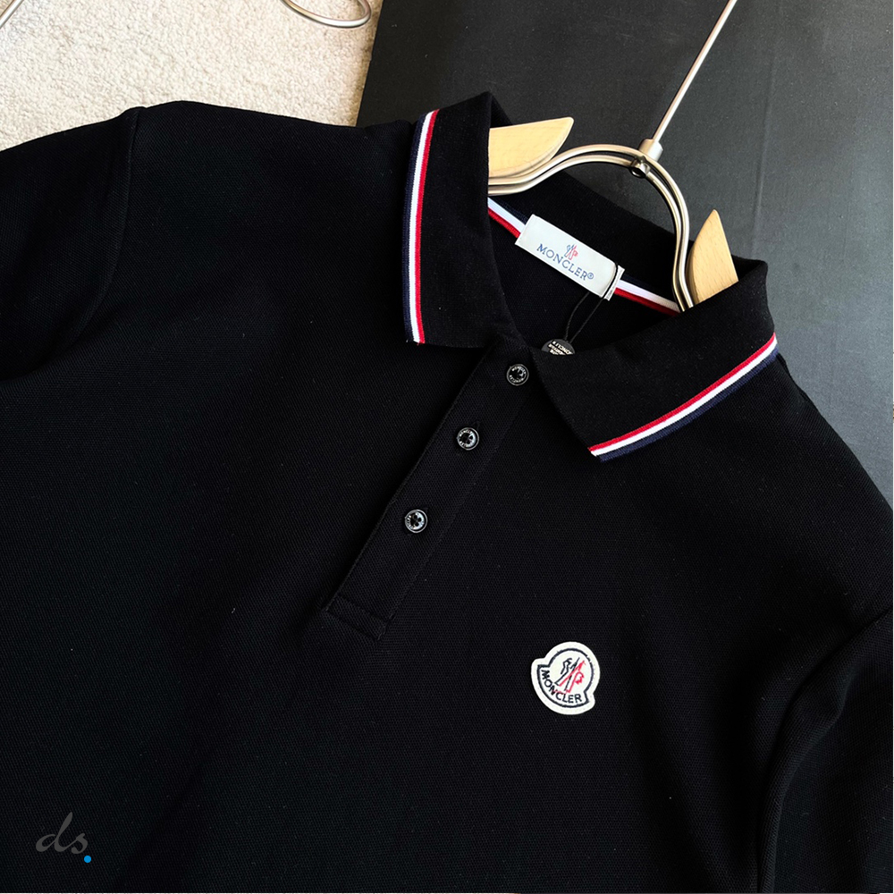 Moncler Logo Polo Shirt Black With Tricolor Accents (3)