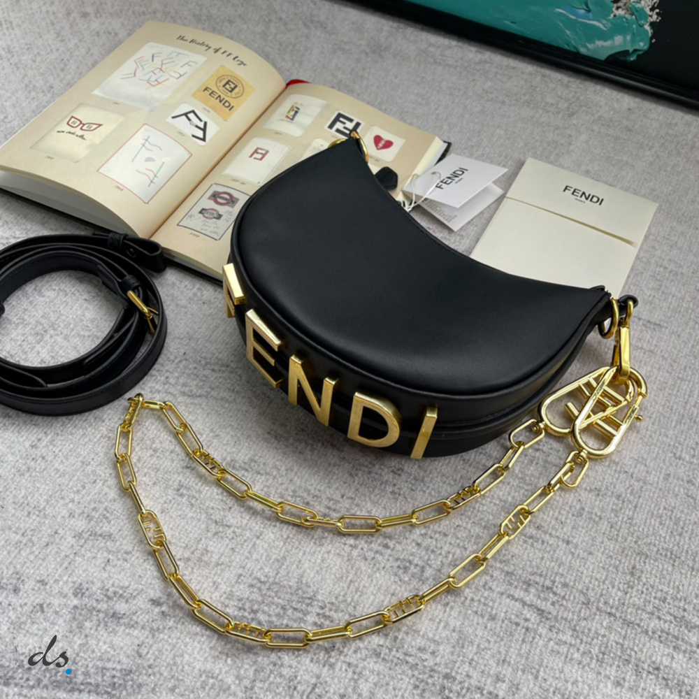 Fendi Nano Fendigraphy Black leather charm (6)
