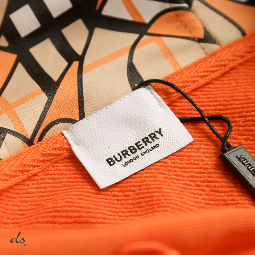 Burberry Logo Appliqué Cotton Hoodie Orange (5)