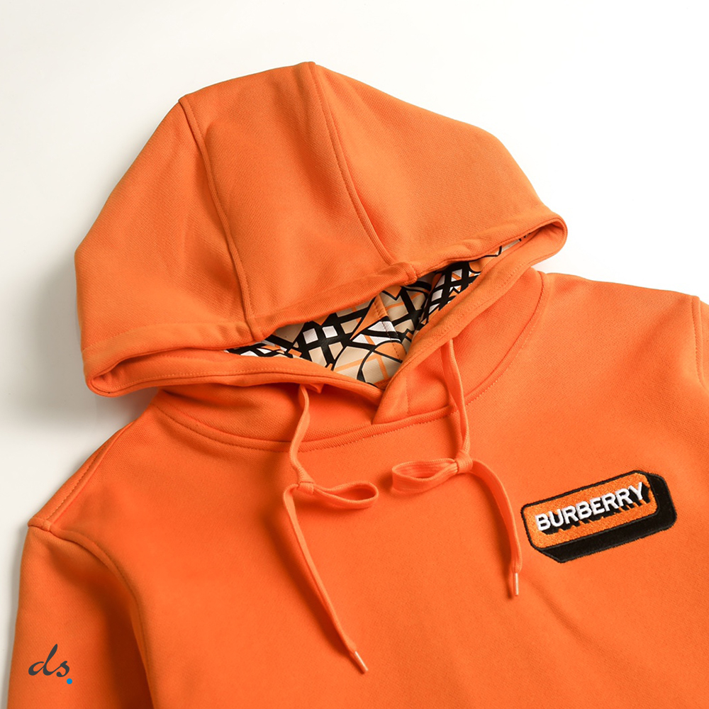 Burberry Logo Appliqué Cotton Hoodie Orange (3)