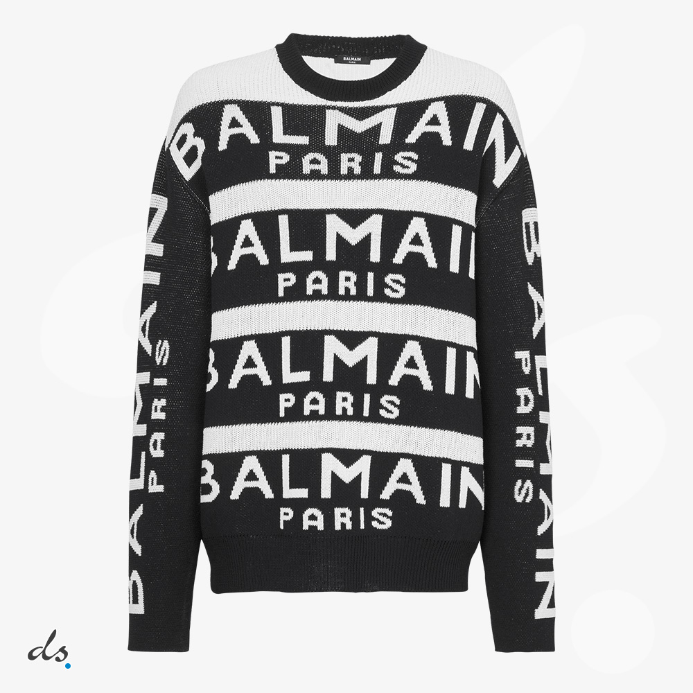 amizing offer balmain Sweater embroidered with Balmain Paris logo Black