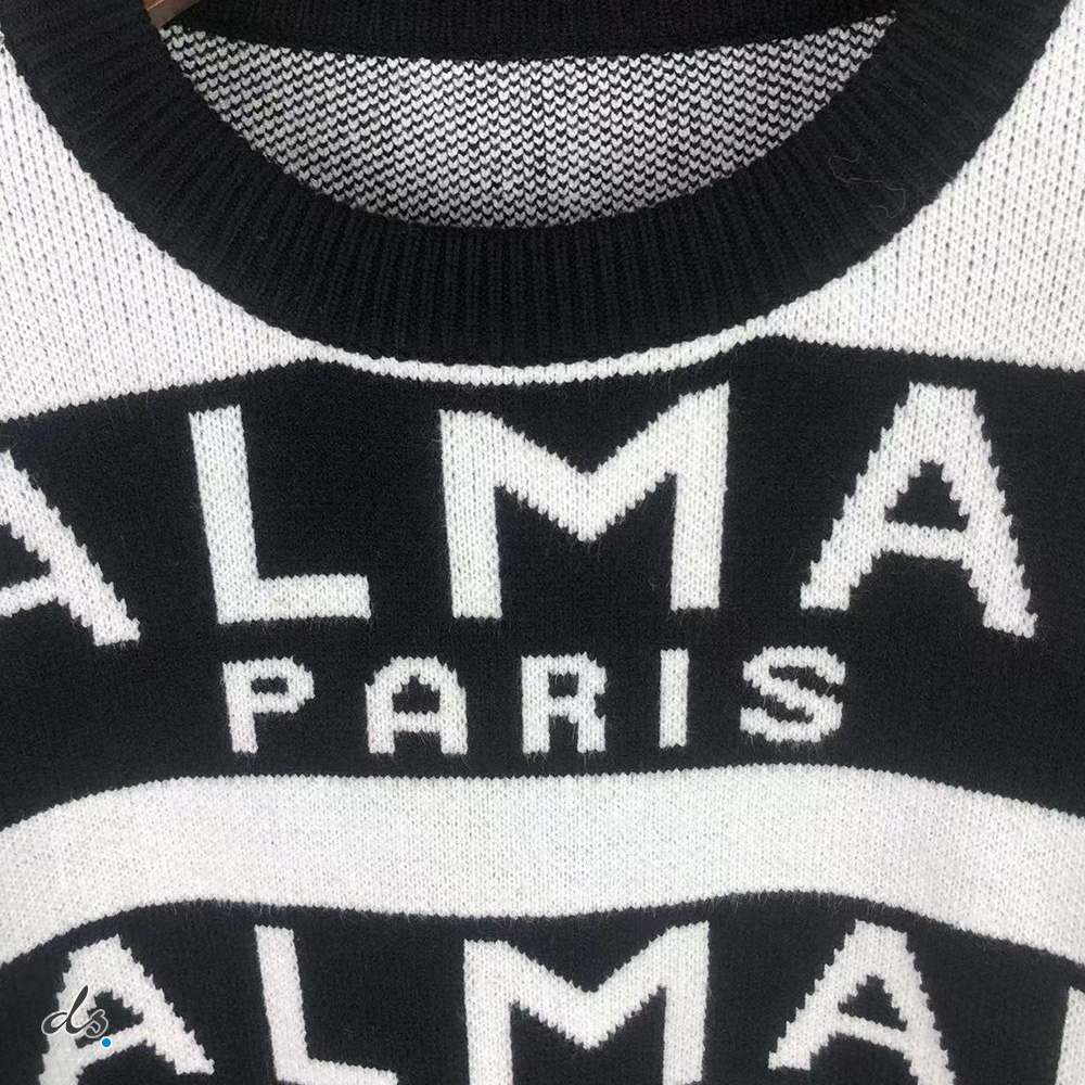 balmain Sweater embroidered with Balmain Paris logo Black (4)