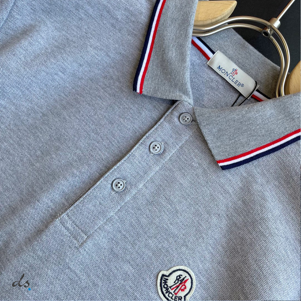 Moncler Logo Polo Shirt Gray With Tricolor Accents (3)