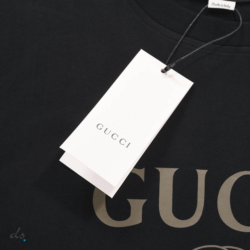Gucci  Oversize washed T-shirt with Gucci logo Black (3)