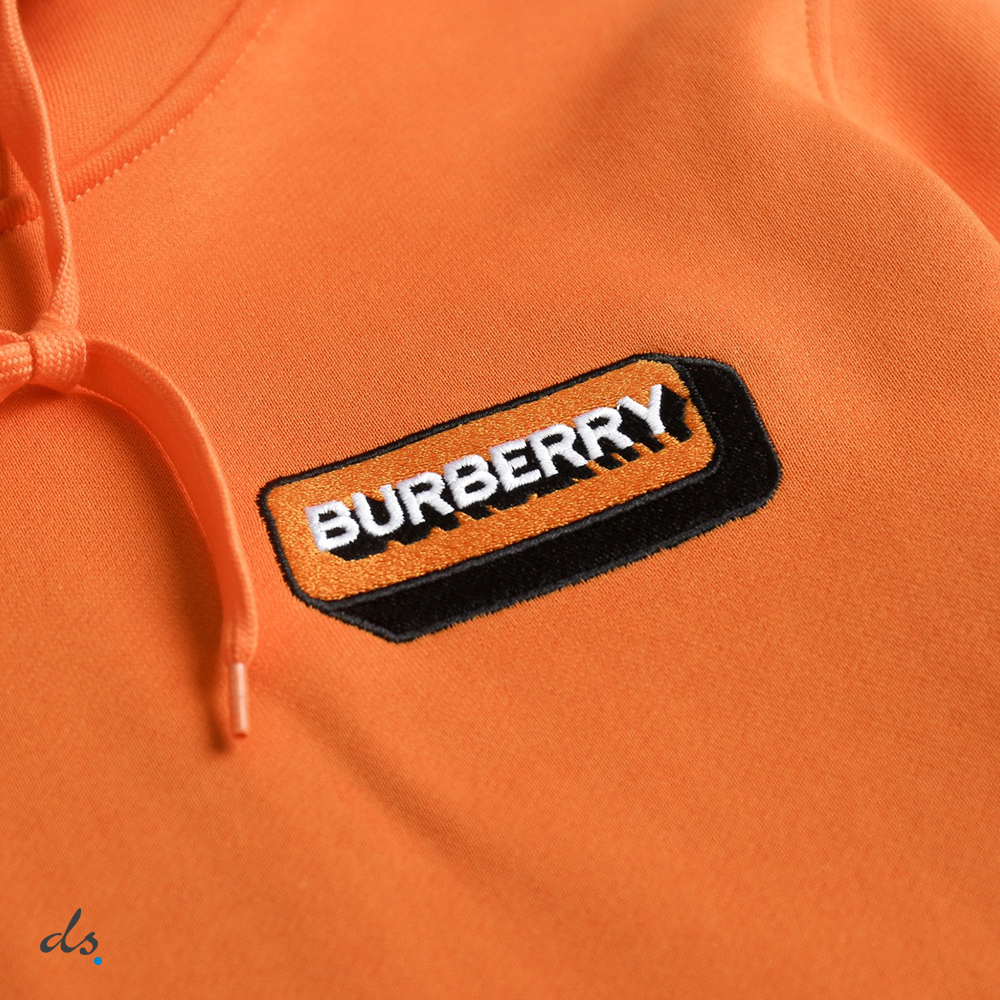 Burberry Logo Appliqué Cotton Hoodie Orange (4)