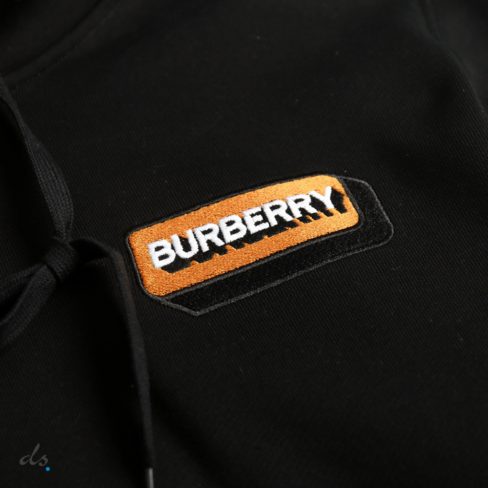 Burberry Logo Appliqué Cotton Hoodie Black (4)