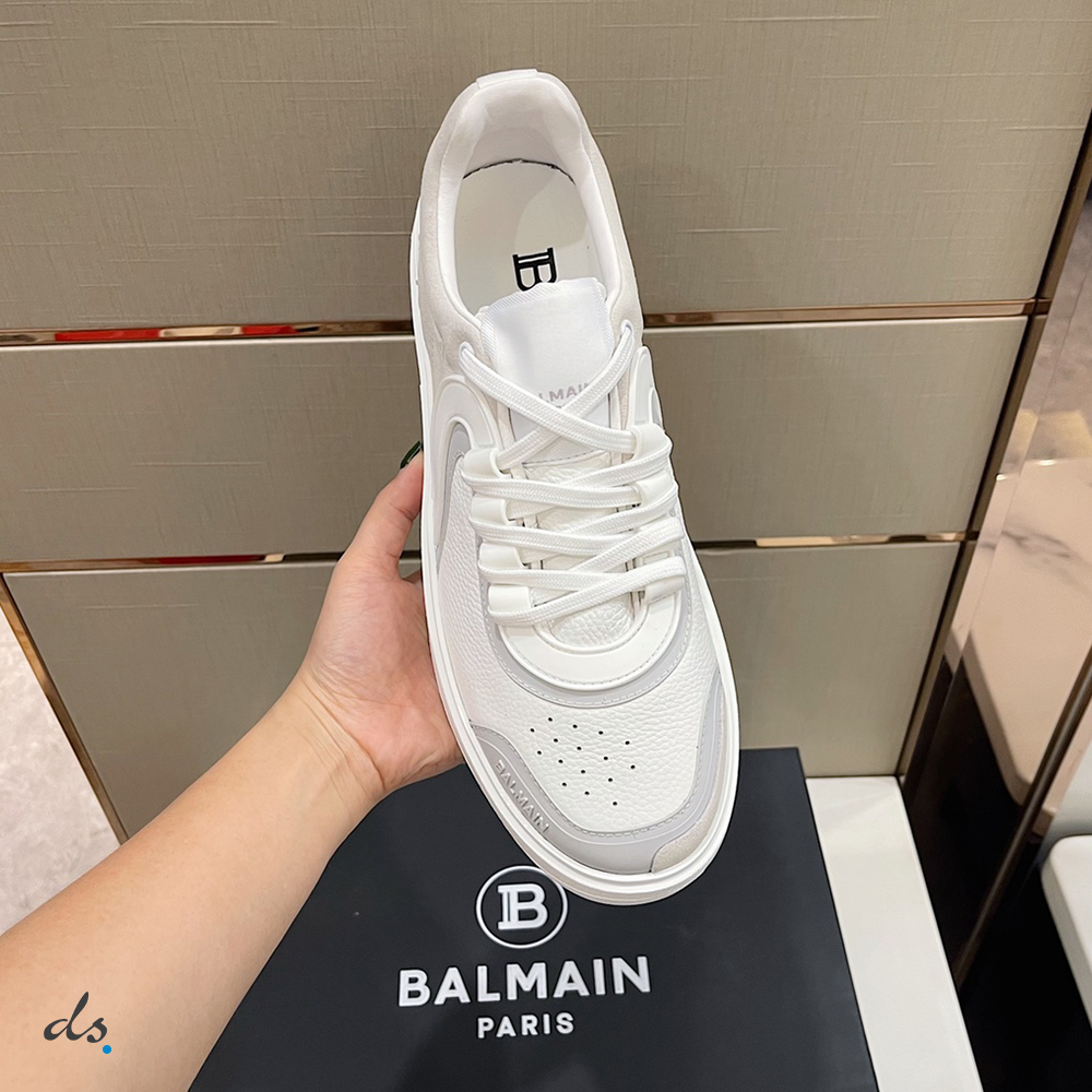 Balmain White leather and suede B-Skate sneakers (4)