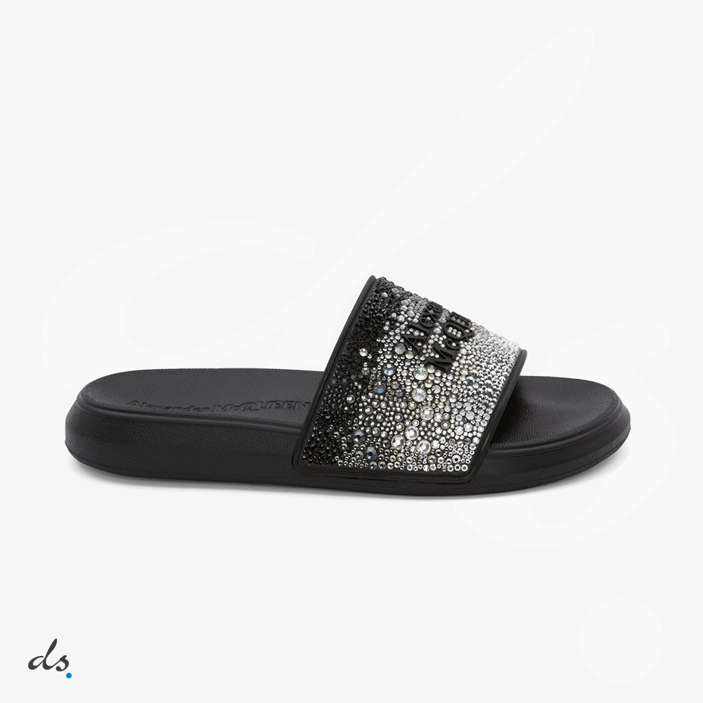 Alexander McQueen Slide in Black with crystal embellishment (1)