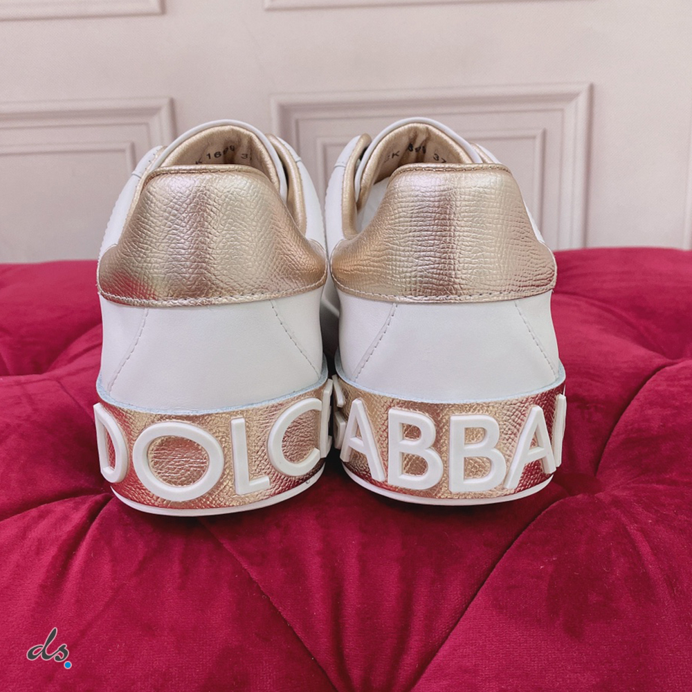 Dolce & Gabbana D&G Calfskin Portofino sneakers with DG logo Golden (6)