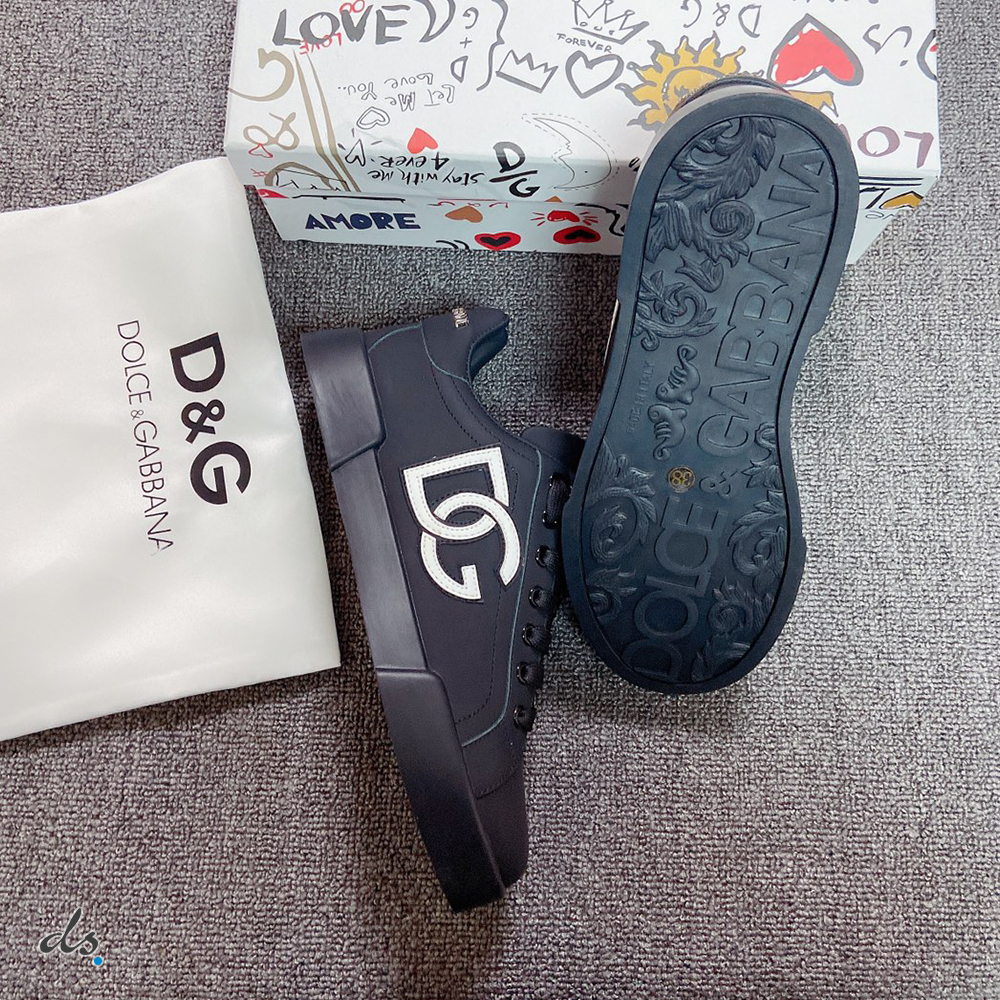 Dolce & Gabbana D&G Calfskin Portofino sneakers with DG logo Black (4)