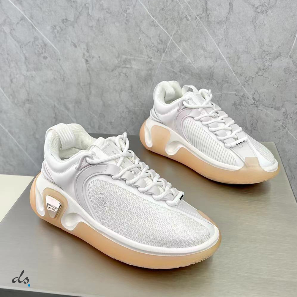 Balmain White gummy leather and mesh B-Runner sneakers (2)