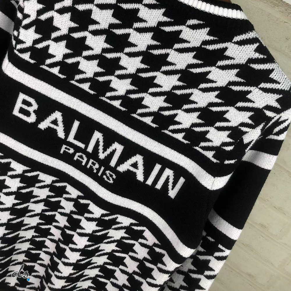 Balmain Houndstooth-patterned wool sweater (6)