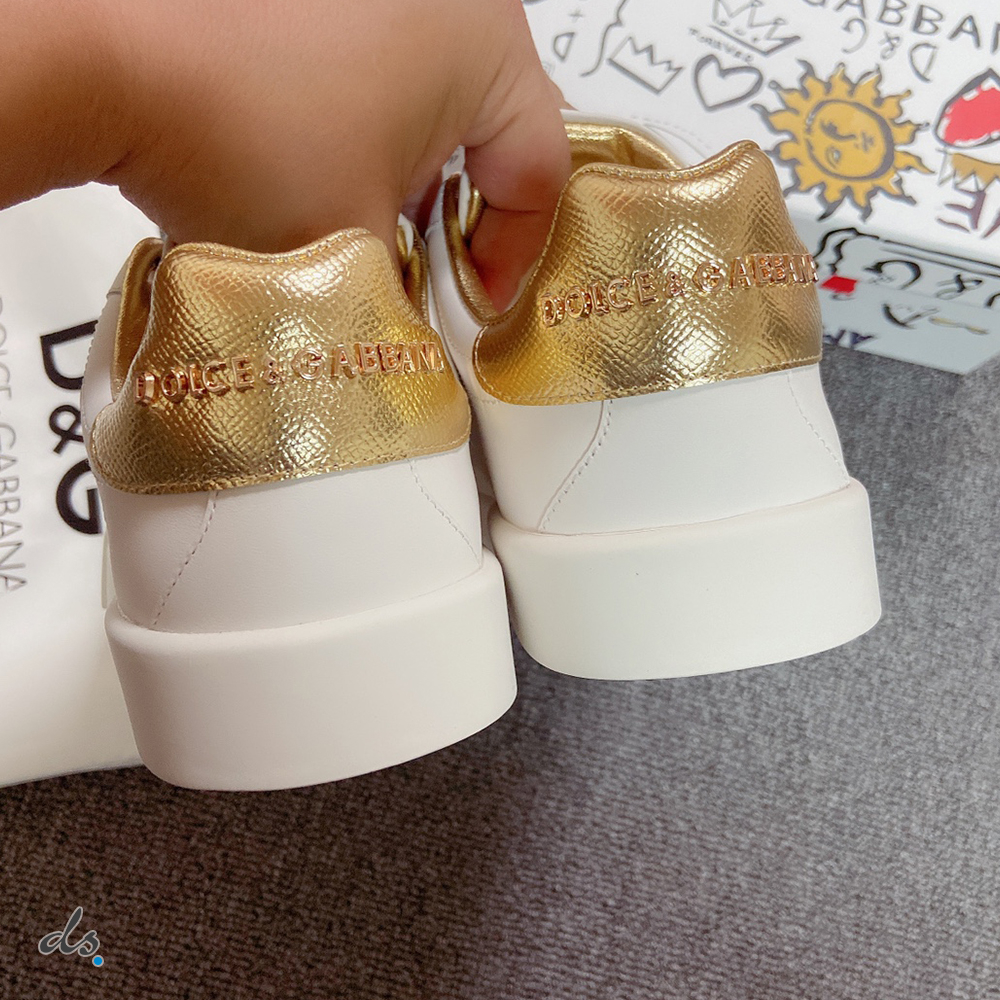 Dolce & Gabbana D&G Calfskin Portofino sneakers with DG logo Gold (6)
