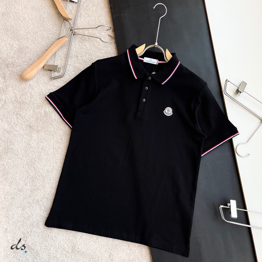 Moncler Logo Polo Shirt Black With Tricolor Accents (2)