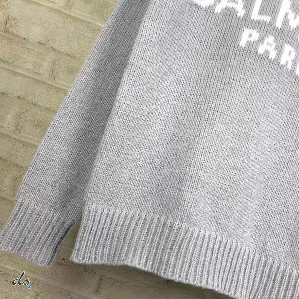 balmain Wool sweater with Balmain Paris logo Grey (5)