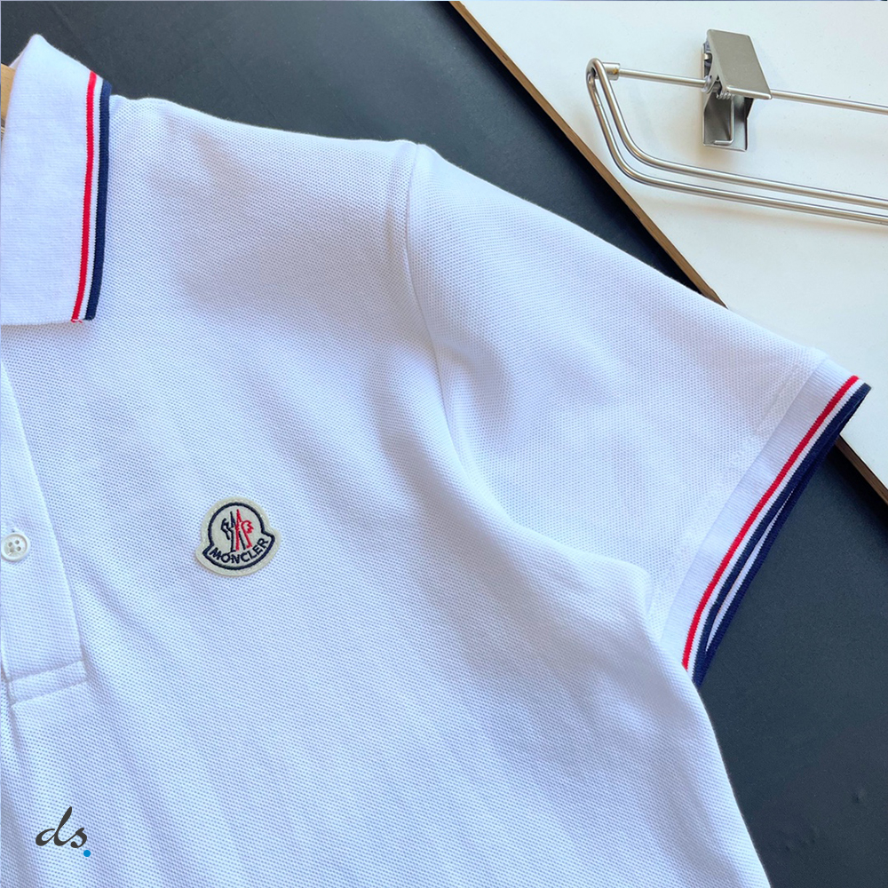 Moncler Logo Polo Shirt White With Tricolor Accents (6)