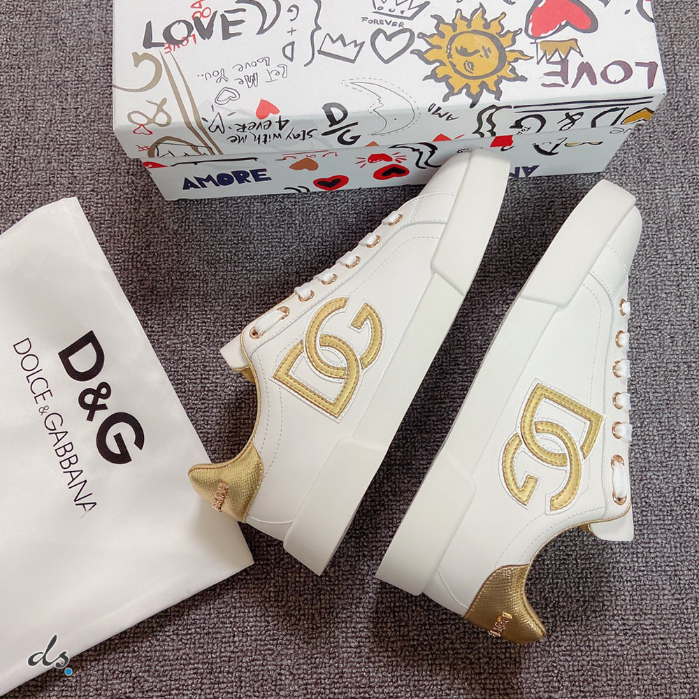 Dolce & Gabbana D&G Calfskin Portofino sneakers with DG logo Gold (5)