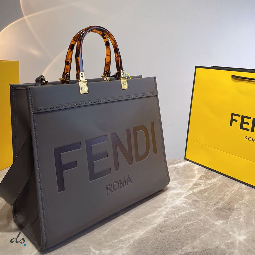 Fendi Sunshine Medium Grey leather shopper (2)