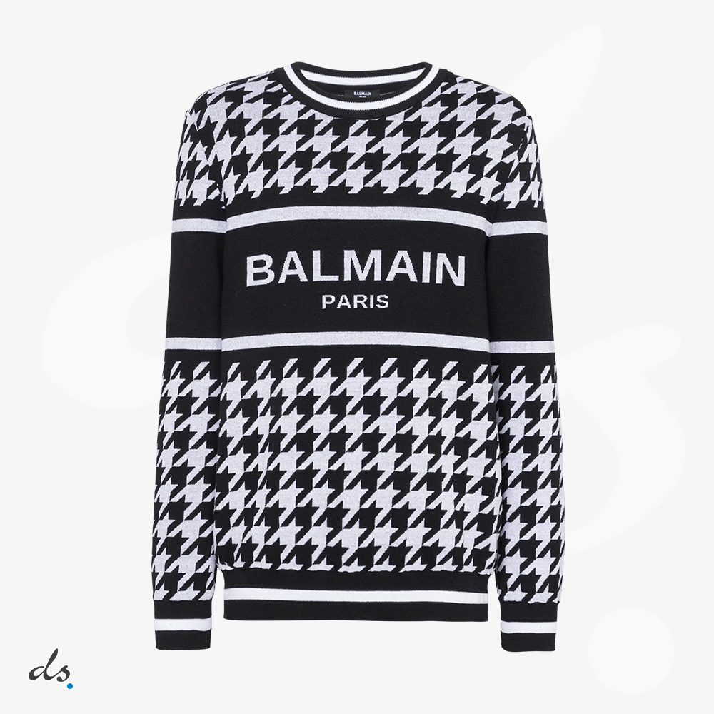Balmain Houndstooth-patterned wool sweater (1)