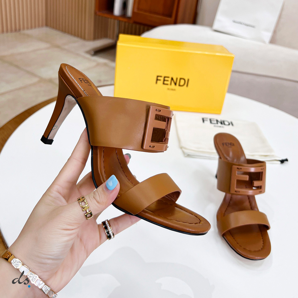 Fendi Baguette Brown leather slides (6)