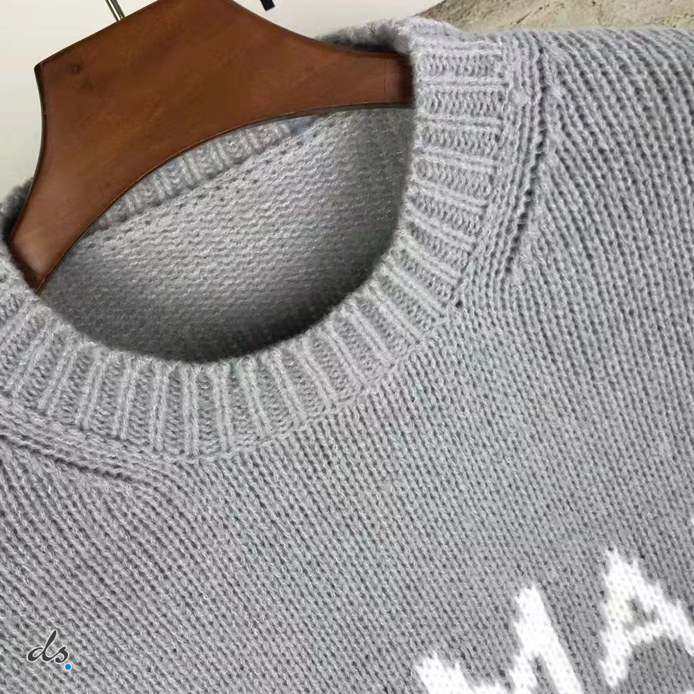 balmain Wool sweater with Balmain Paris logo Grey (3)