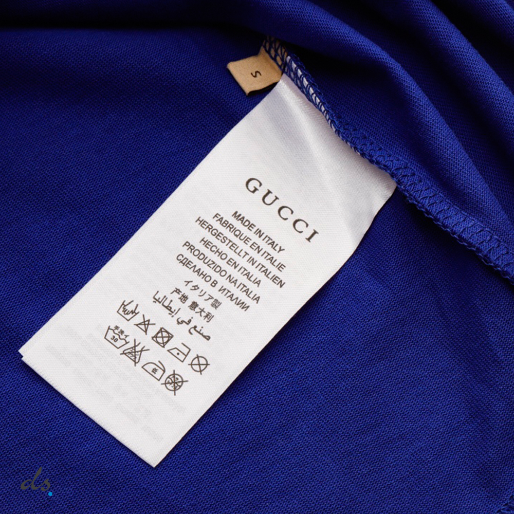 Gucci Cotton jersey T-shirt with Gucci mirror print blue (7)