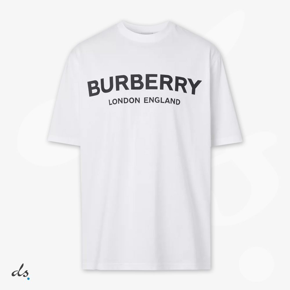 Burberry Logo Print Cotton T-shirt Whte (1)