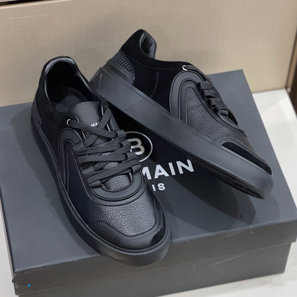 Balmain Black leather and suede B-Skate sneakers (6)