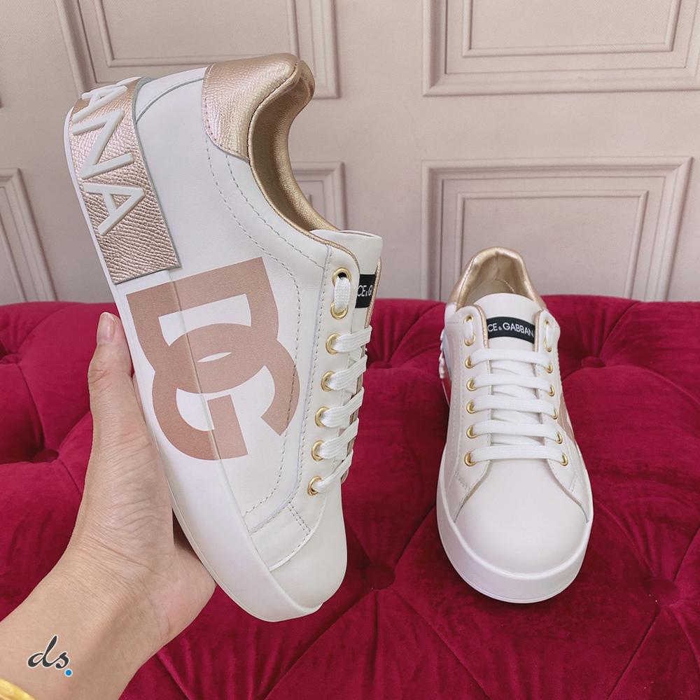 Dolce & Gabbana D&G Calfskin Portofino sneakers with DG logo Golden (2)